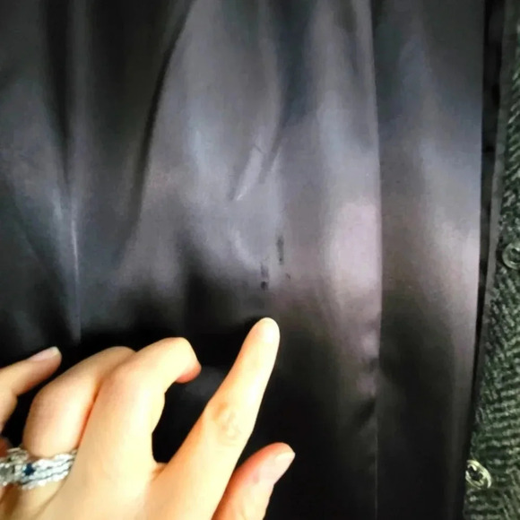 80's Vintage Karen, Charcoal Herringbone, Wool, Double Breasted, Car Coat Sz 14 - Picture 6 of 12